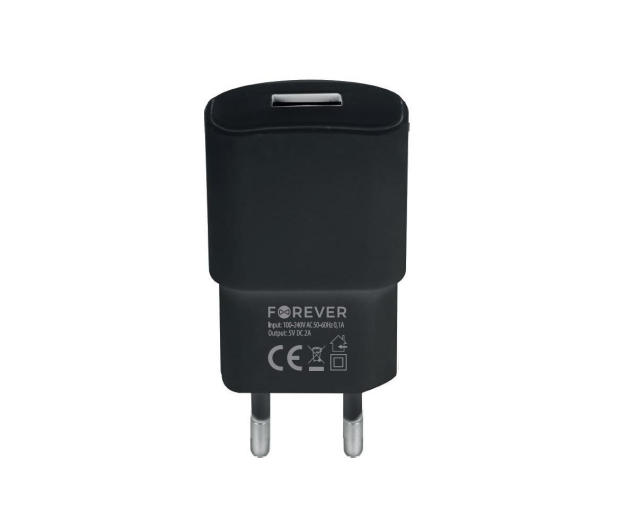 FOREVER 1xUSB 2A TC-01 czarna - 1390263 - zdjęcie